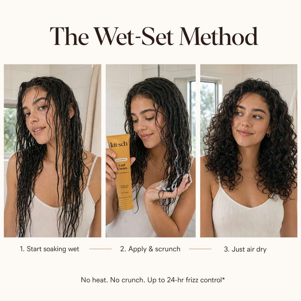 The Wet-Set Method — soaking wet, apply and scrunch, air dry